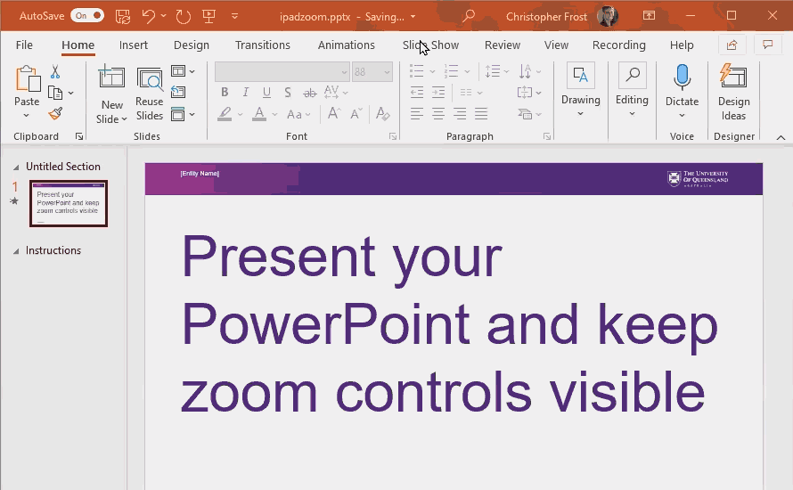 Powerpoint setup for Zoom teaching